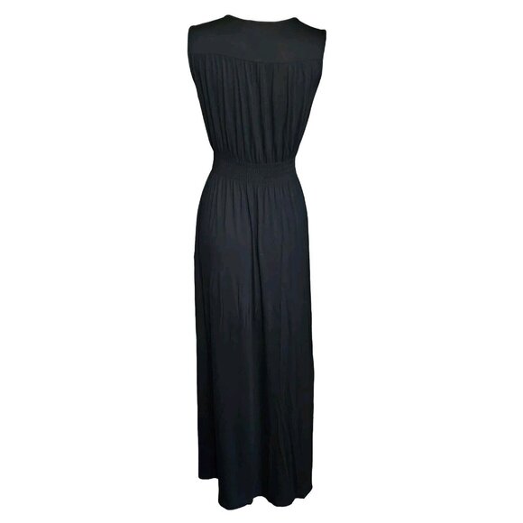 CABLE & GAUGE Solid All Black Sleeveless Pullover Maxi Dress Womens Size S Small - Picture 3 of 7